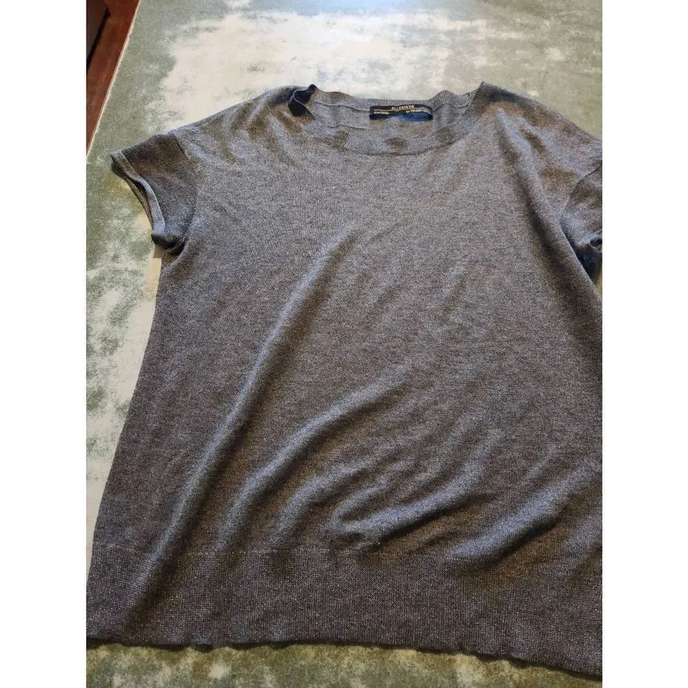 All Saints Darci Top Metallic Sheer basic Tee sz  US 4